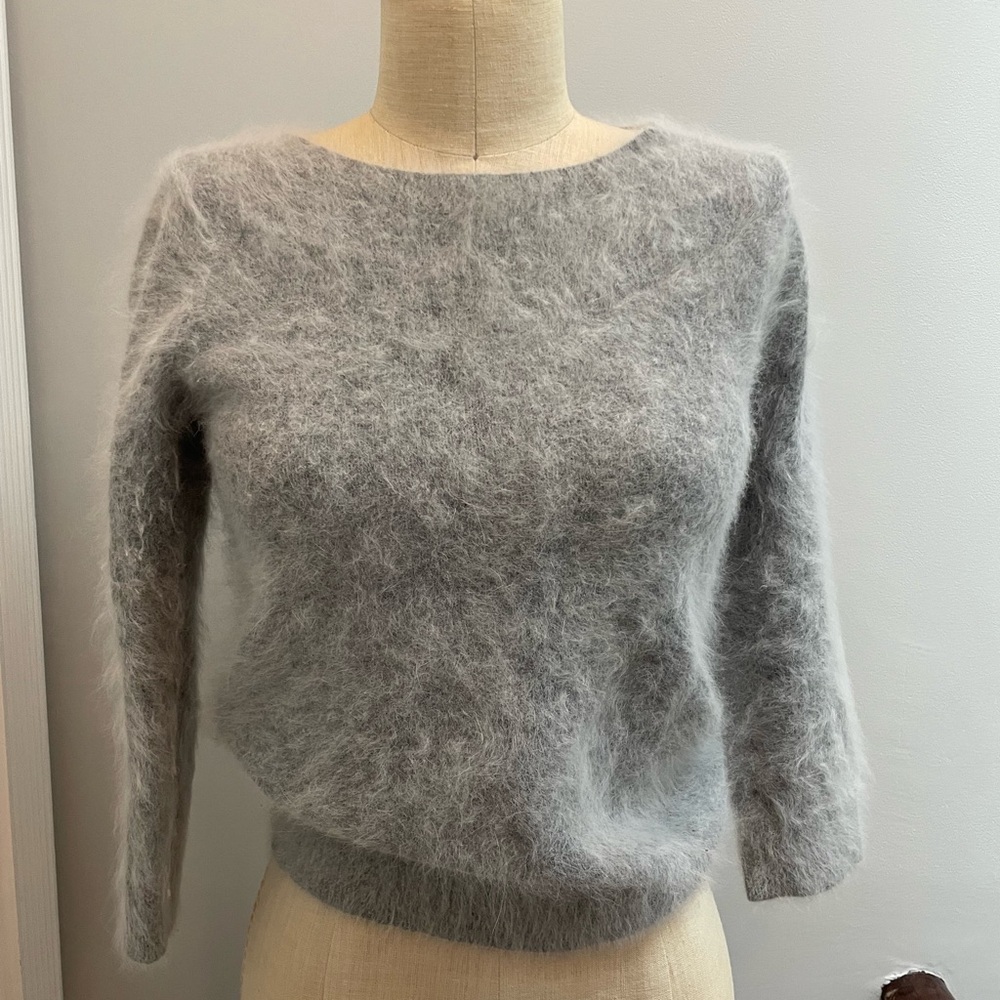 Gray Angora Fuzzy Women's Sweater